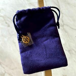 Tory Burch Purple Velvet Pouch with Gold Charm